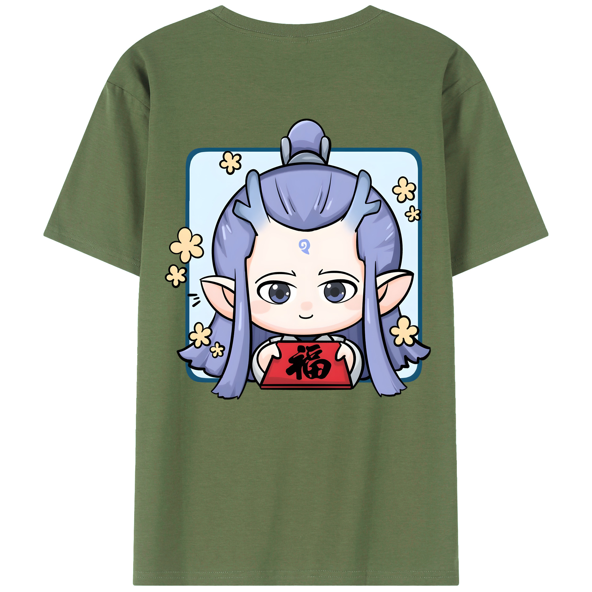 （画像用） Ne Zha 2 ナタ 魔童の大暴れ 綿100％ メンズ半袖Tシャツ（バックプリント） 通気性